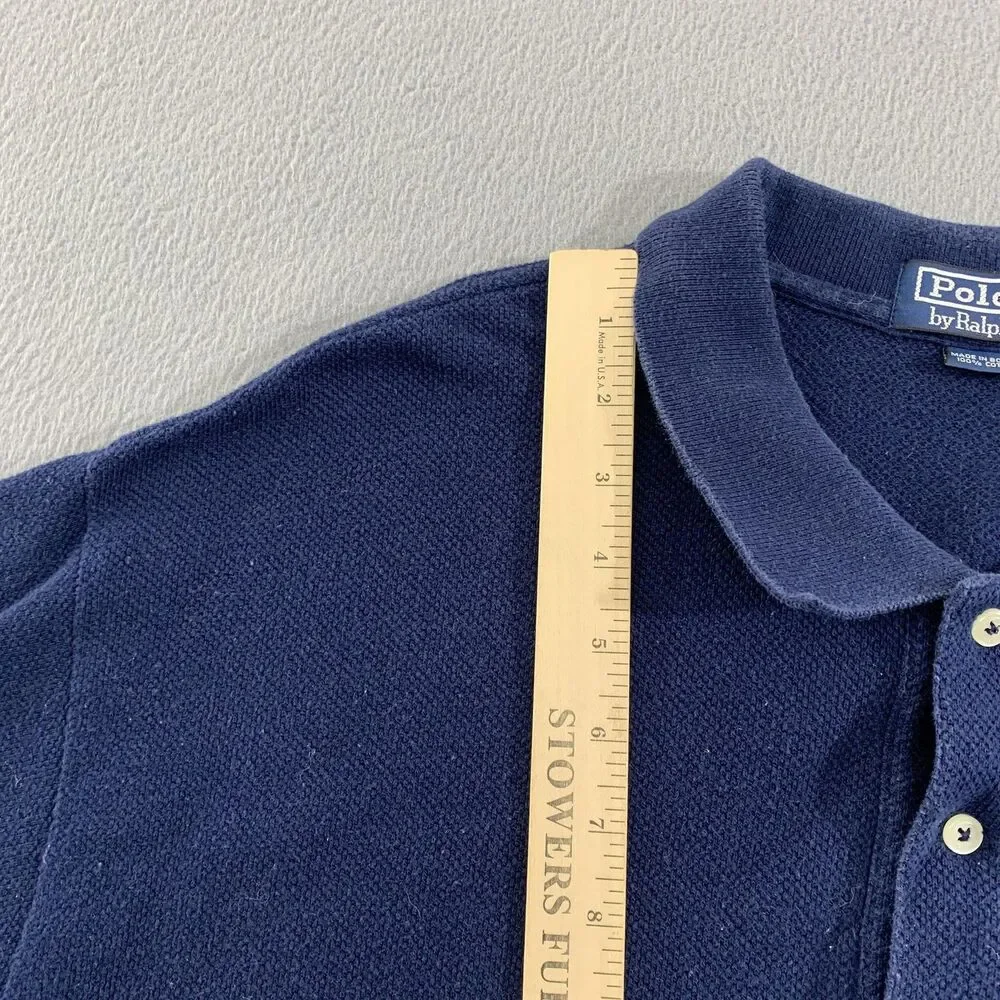 Polo Ralph Lauren Polo Shirt Mens 2XL Navy Blue Stripe Short Sleeve Classic Fit
